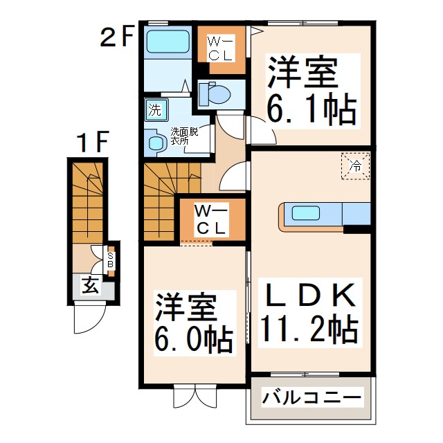 グレイス広崎Ⅰ・Ⅱの物件間取画像