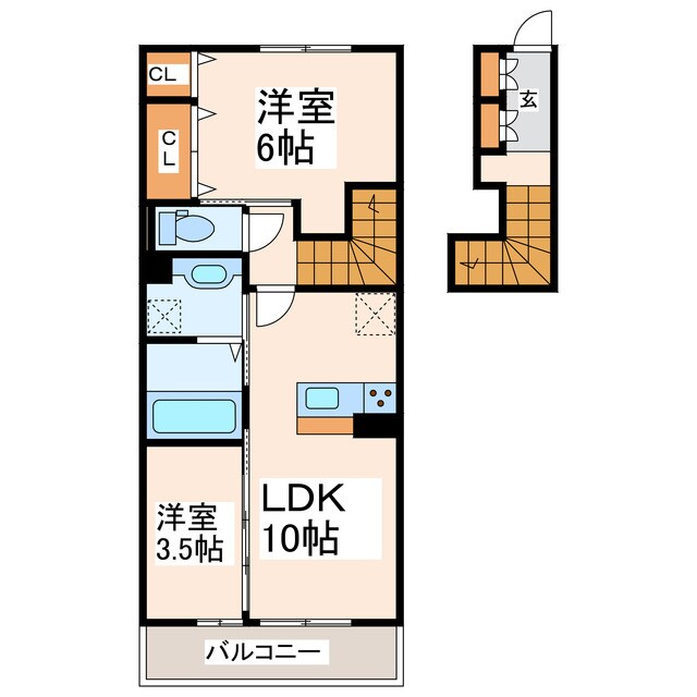 健軍校前駅 徒歩22分 2階の物件間取画像