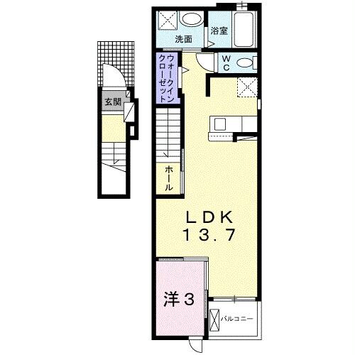 鯰 徒歩6分 2-2階の物件間取画像