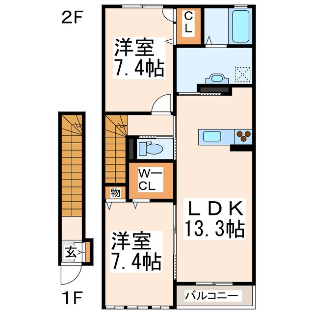 託麻市民センター前 徒歩6分 2階の物件間取画像