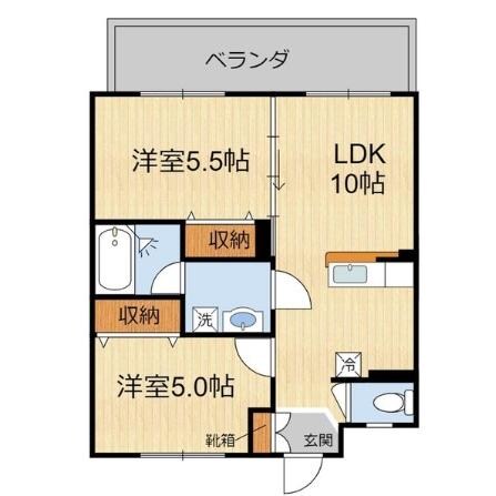 座安 徒歩2分 1階の物件間取画像