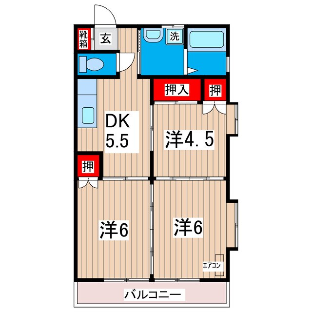 マリンハイツBの物件間取画像