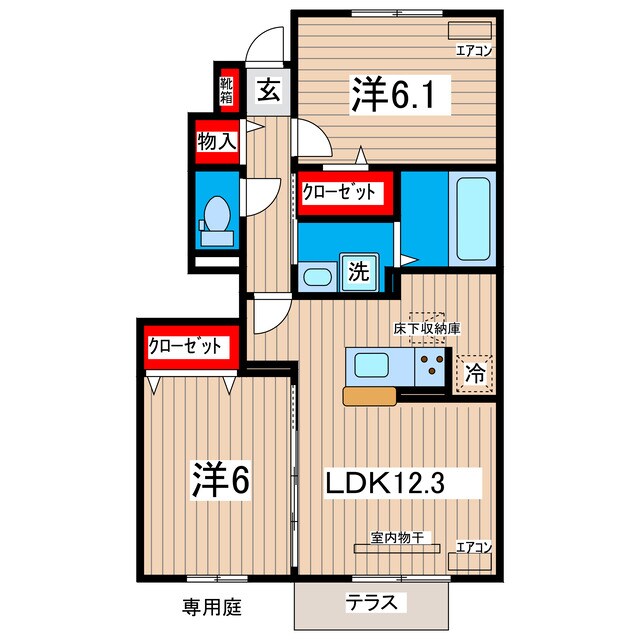 サクシード鹿島谷 Aの物件間取画像