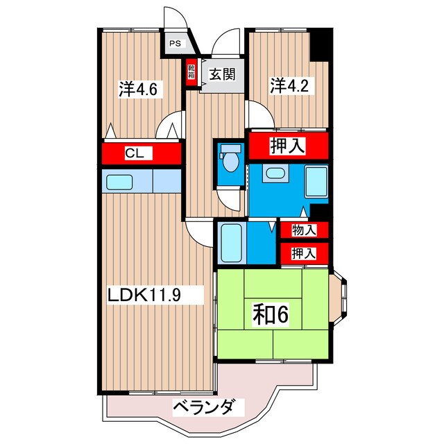 サニーヒル会瀬　１号館の物件間取画像