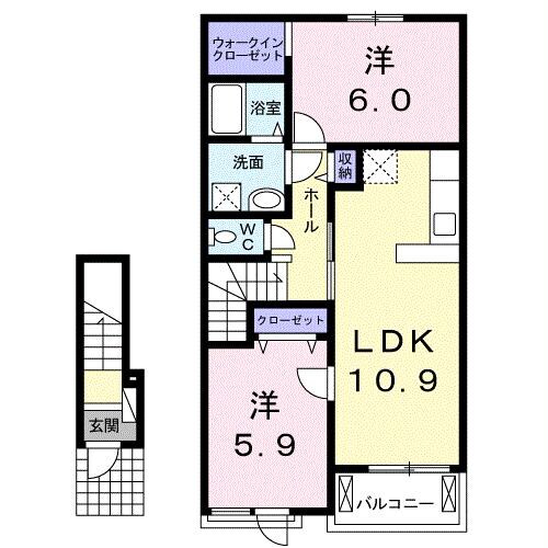 フラットヒルズⅢの物件間取画像