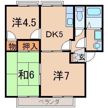 サンシティ鏡田Ａの物件間取画像