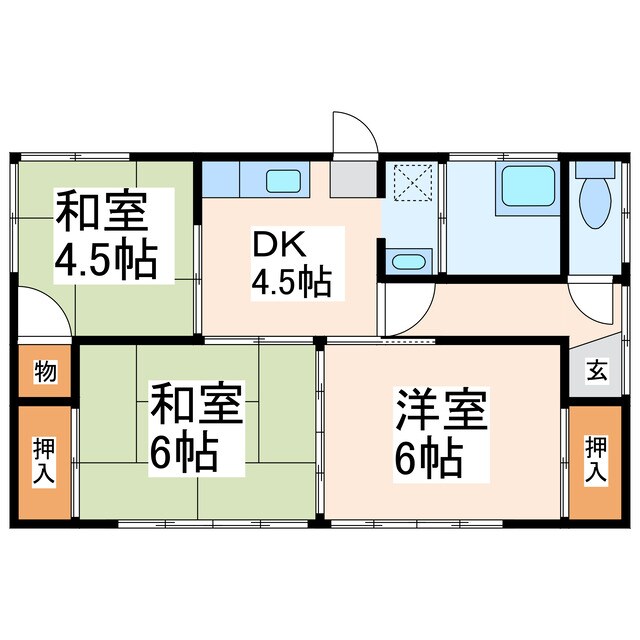 富田貸家5-34の物件間取画像