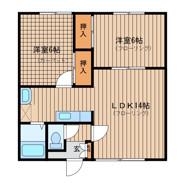 コーポゆもと８号棟の物件間取画像