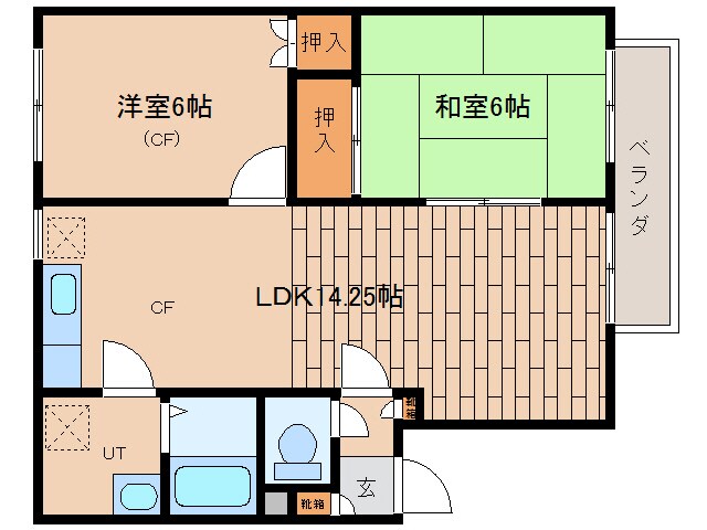 労災病院通り 徒歩2分 2階の物件間取画像