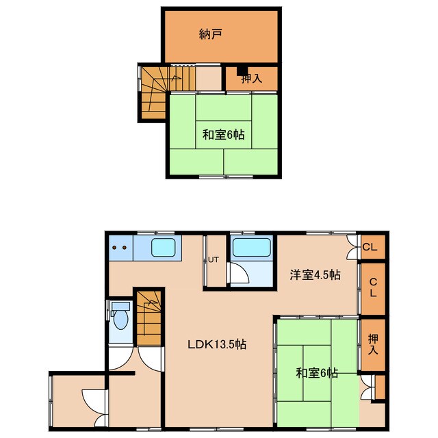 美唄市進徳町貸家の物件間取画像