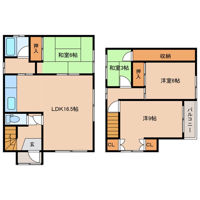 ふじ町1条1丁目貸家の物件間取画像