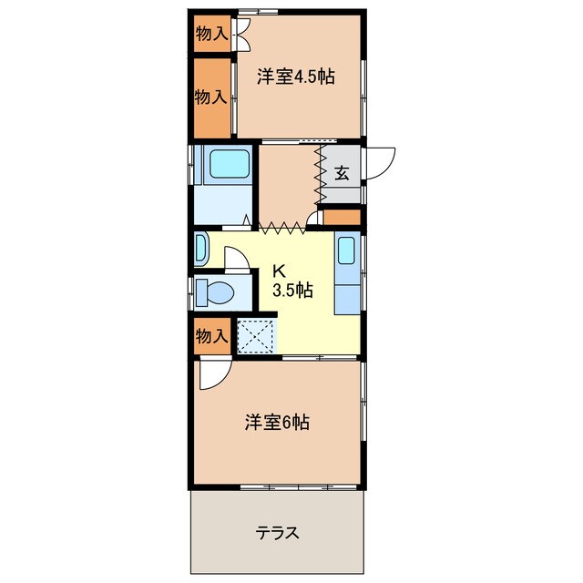 根岸方貸家Ｄ（福居町）の物件間取画像