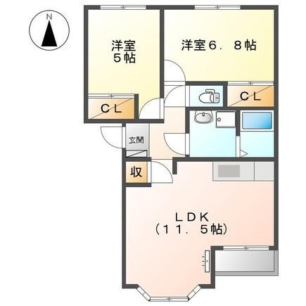 吉富駅 徒歩3分 2階の物件間取画像