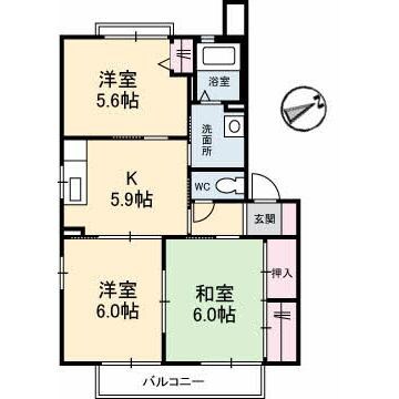 シャーメゾン西岐波　Ａ棟の物件間取画像