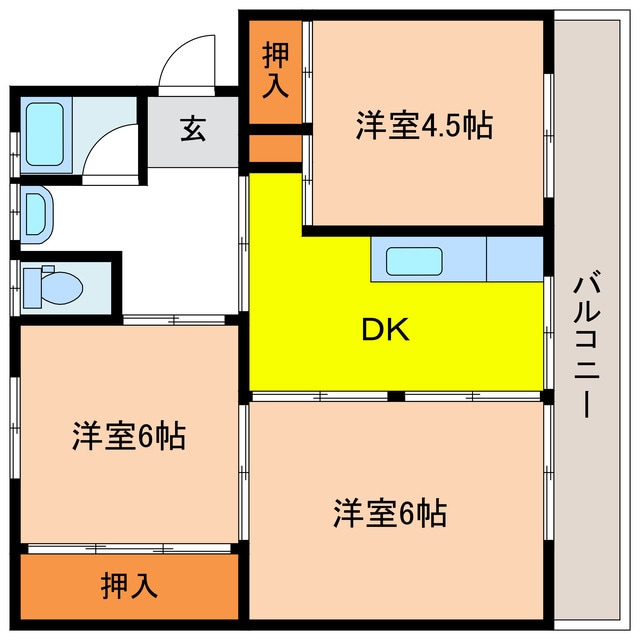 ビレッジハウス小羽山第二2号棟の物件間取画像