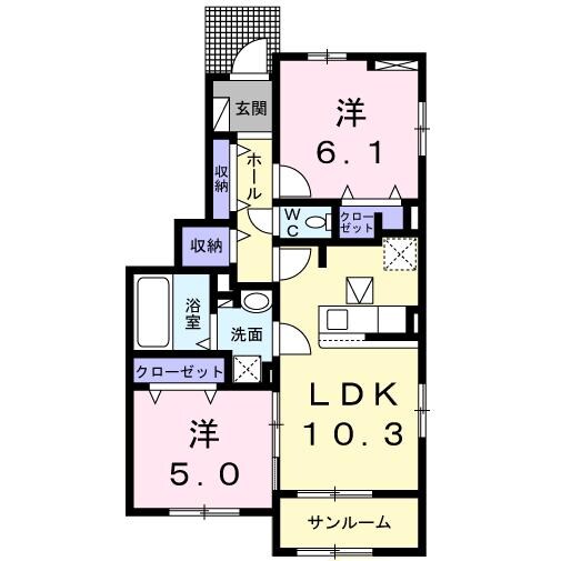 東岐波アパートＣの物件間取画像