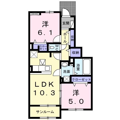 ヤマダハイムCの物件間取画像