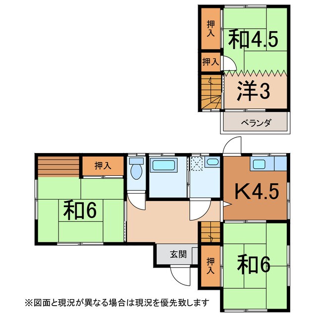 大分県大分市賀来新川1丁目貸家 1-2階の物件間取画像