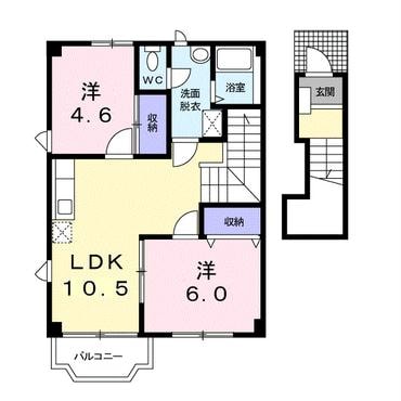 賀来駅 徒歩6分 2階の物件間取画像