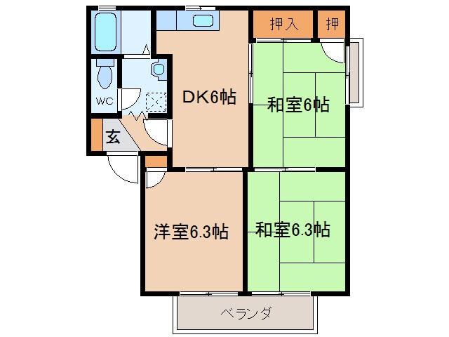 わかばビレッジA･Bの物件間取画像