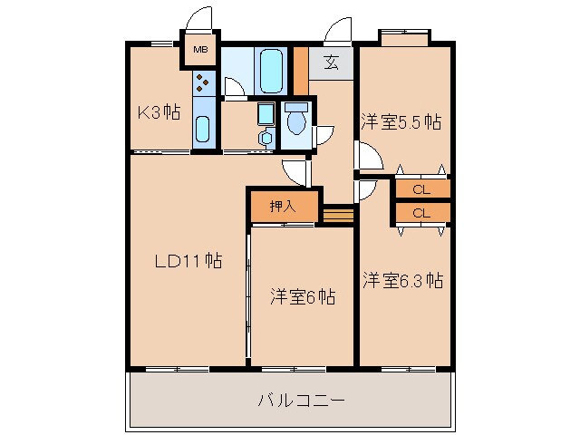 ハイグランディ塩冶の物件間取画像