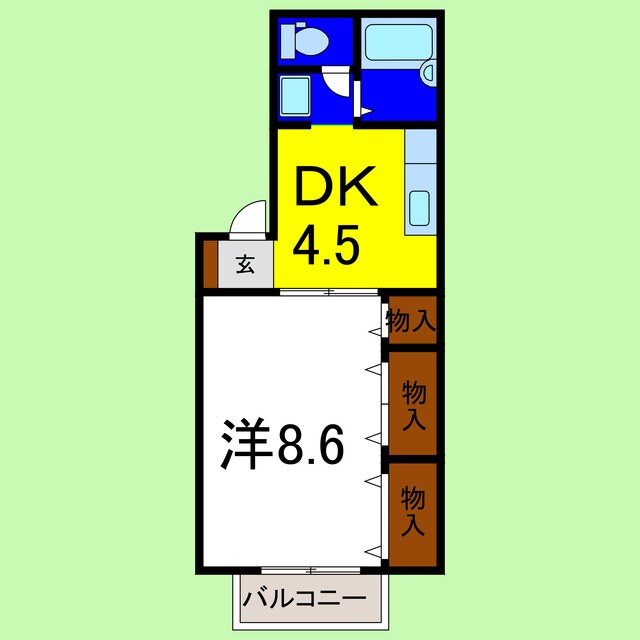 吉成駅 徒歩45分 2階の物件間取画像