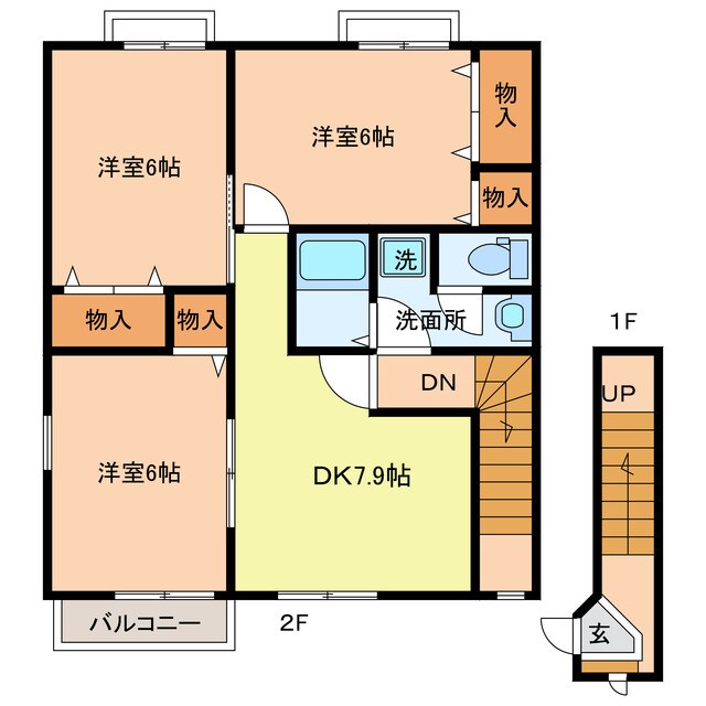 アメニティ鶴田Ａの物件間取画像