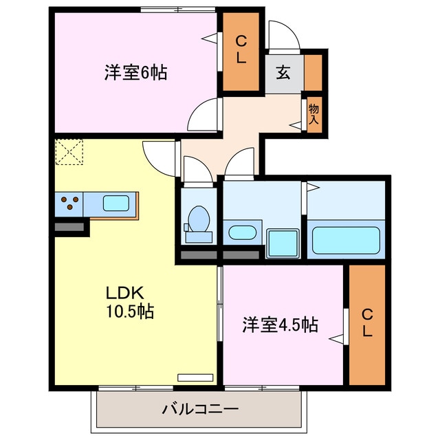 ハウス堅田　A棟の物件間取画像