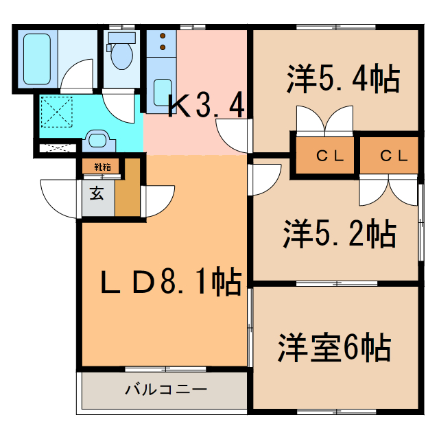 ﾘｰｾﾞﾝﾄﾉｰｽ1の物件間取画像