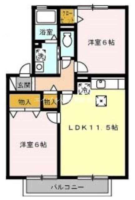 メゾンプリネール　Ａ棟の物件間取画像