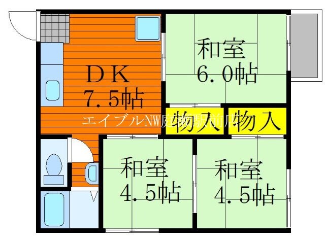 コーポカトルメゾンの物件間取画像