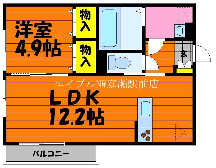 フォルティス倉敷B棟の物件間取画像