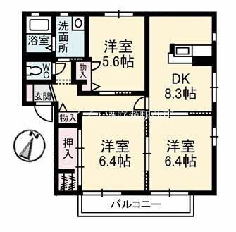 ペルレ　Ｄ棟の物件間取画像