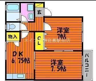 ヴィラソレイユ・陵南Ⅰ　Ｂの物件間取画像