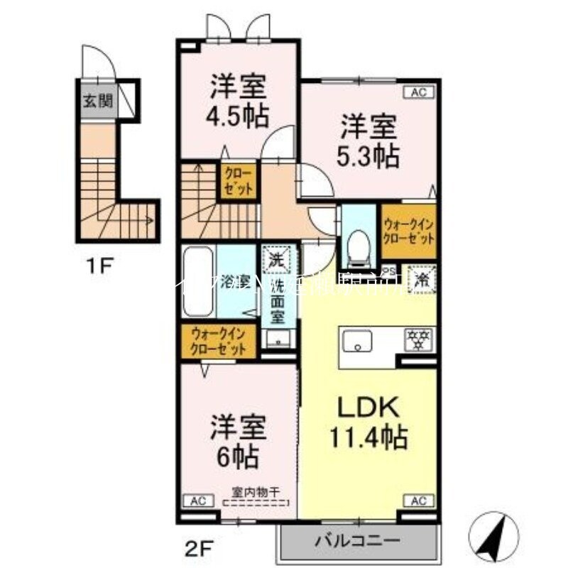 HONEY BEAR B棟の物件間取画像