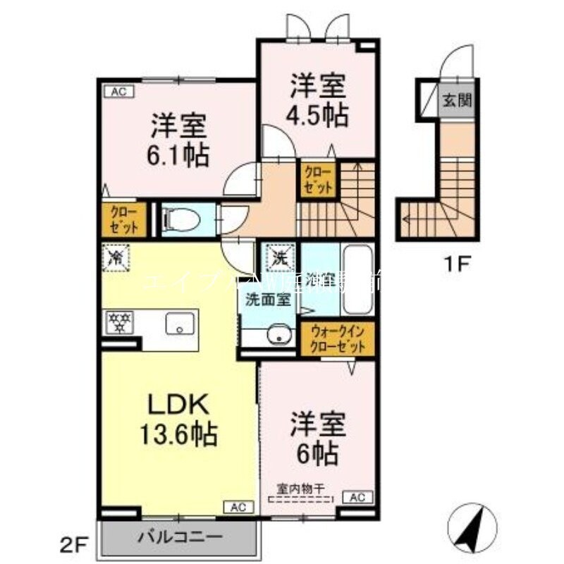 HONEY BEAR B棟の物件間取画像