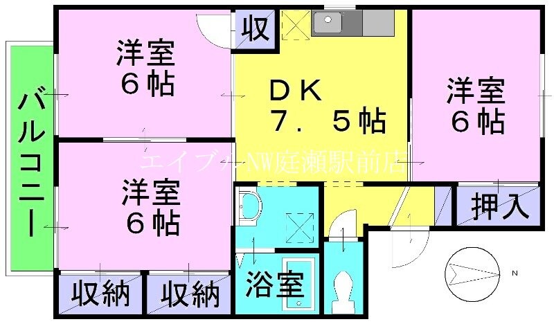 グリーンパレス早島Bの物件間取画像