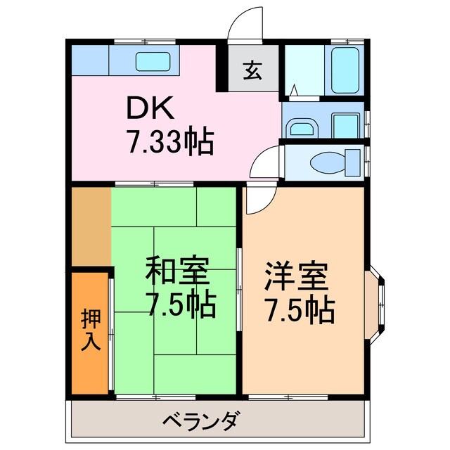 コーポ佐野Ⅱの物件間取画像