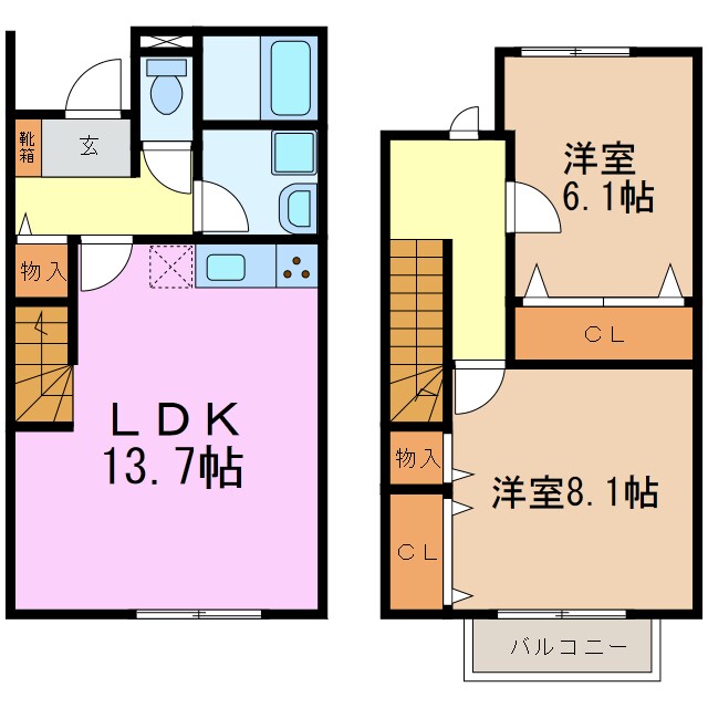 リーブル洒落Bの物件間取画像