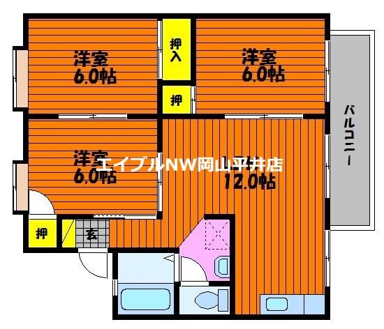 コーポアルザスＣ棟の物件間取画像