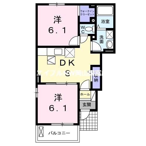 万富駅 徒歩3分 1階の物件間取画像