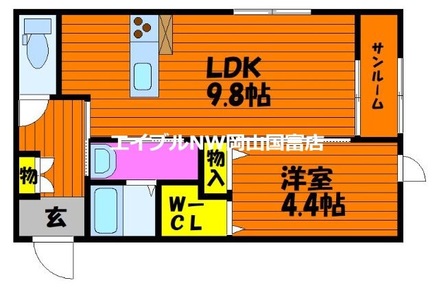 西大寺駅 徒歩17分 1階の物件間取画像