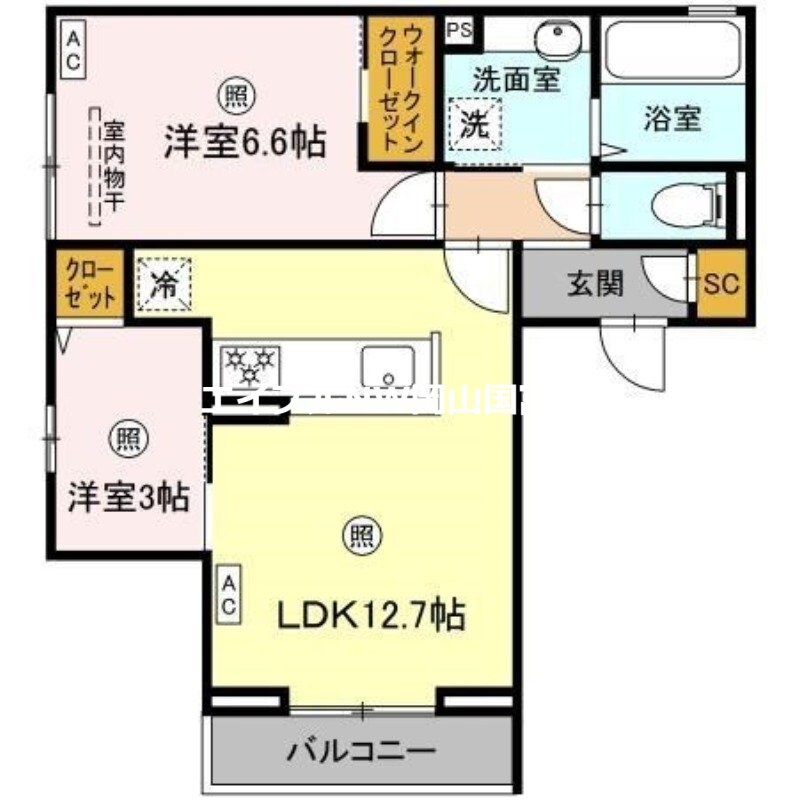 西川原駅 徒歩7分 3階の物件間取画像