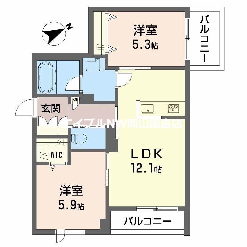 西川原駅 徒歩6分 3階の物件間取画像