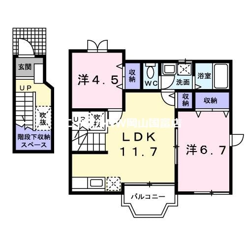 吉永駅 徒歩6分 2階の物件間取画像