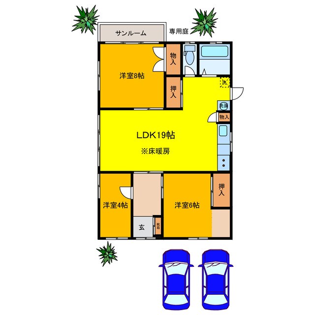 秋吉平屋貸家の物件間取画像