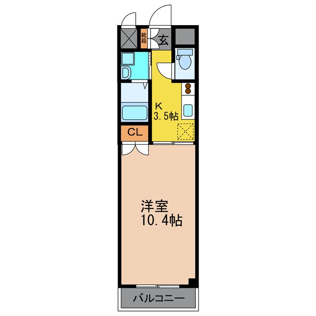 飛岡 徒歩2分 5階の物件間取画像