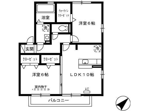 古賀 徒歩5分 2階の物件間取画像