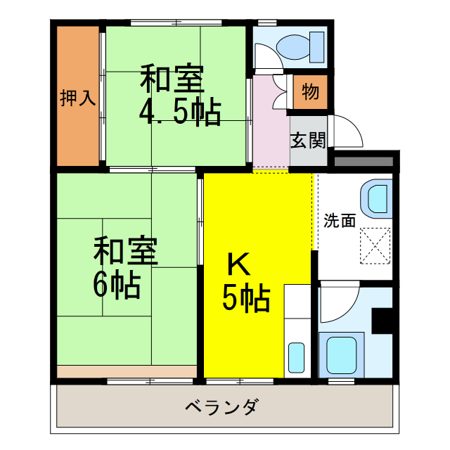 ビレッジハウス栗面1号棟の物件間取画像