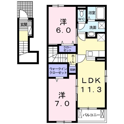 ヒルズ１．愛シティＢの物件間取画像